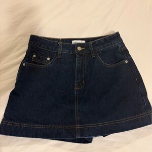 Princess Polly Heuston Denim Skort Dark Wash